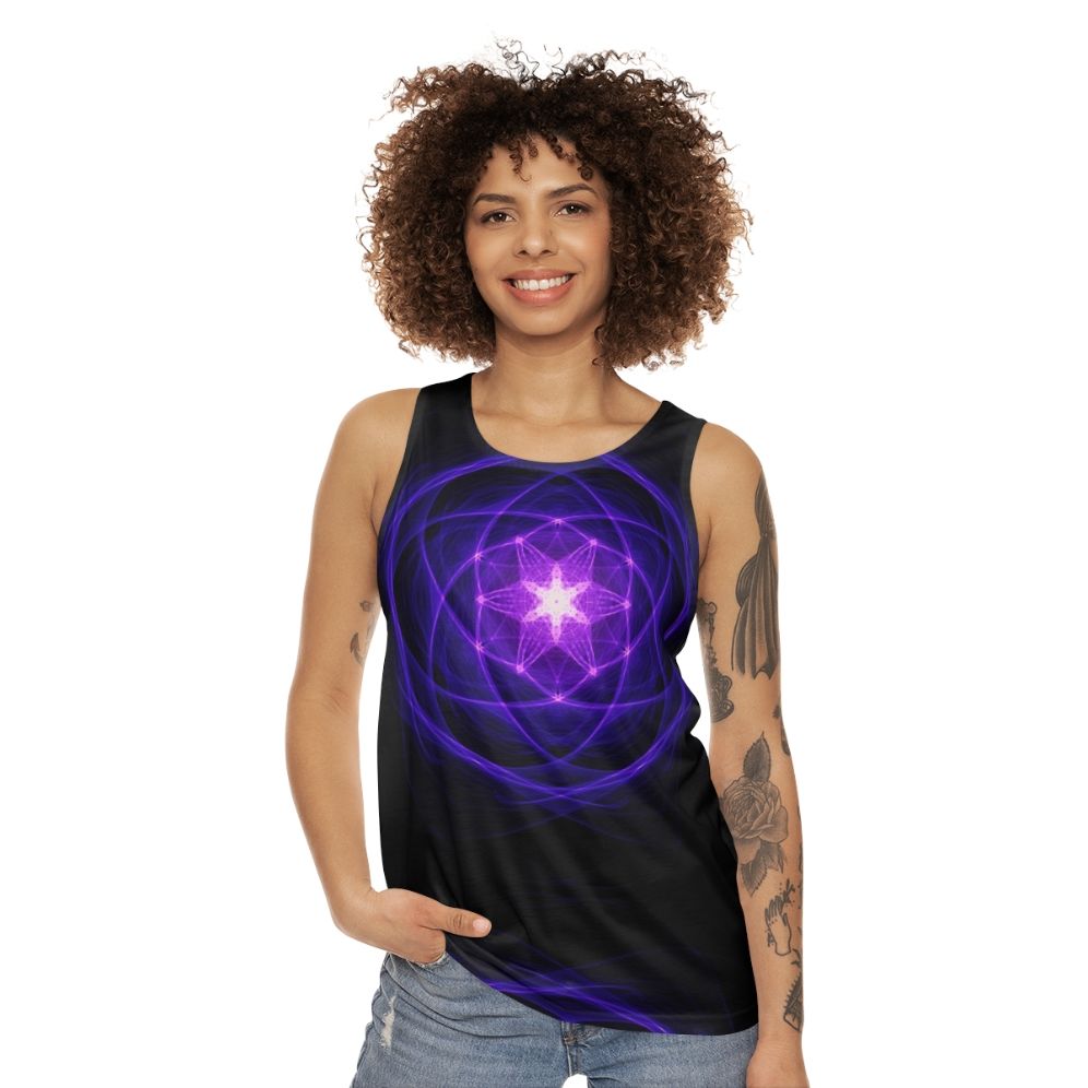 Unisex tank top with sacred geometry and energetic design - women