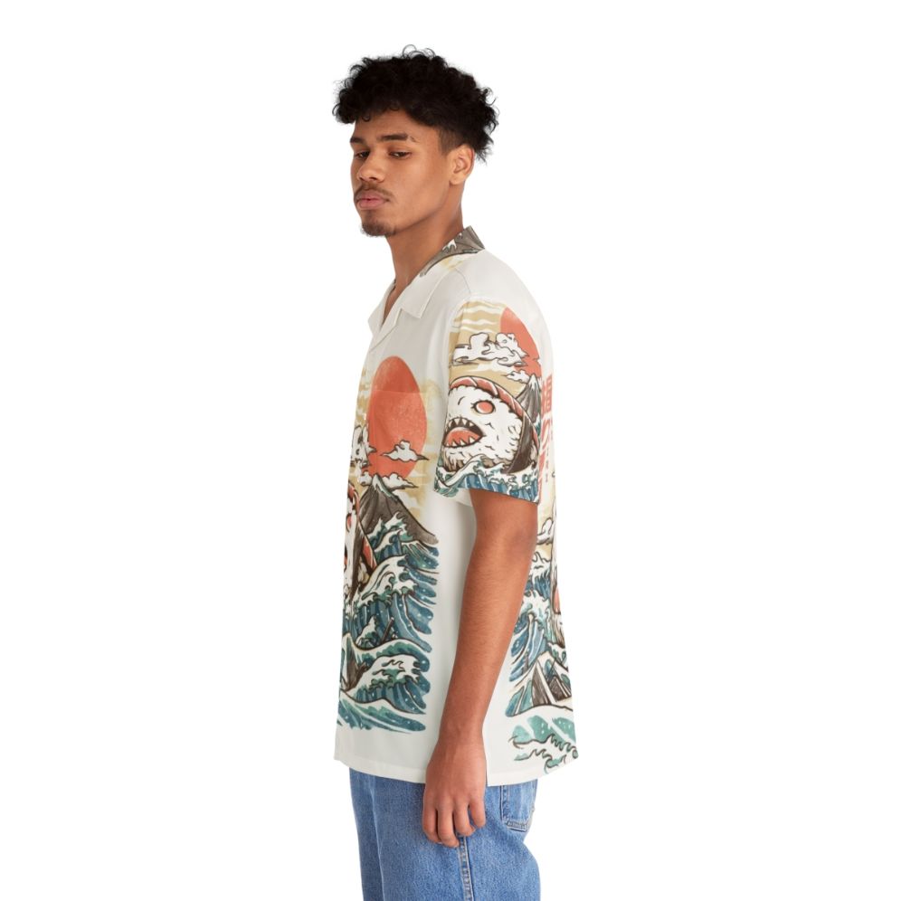 Sharkiri Sushi Hawaiian Shirt featuring a kawaii shark and sushi design - People Left