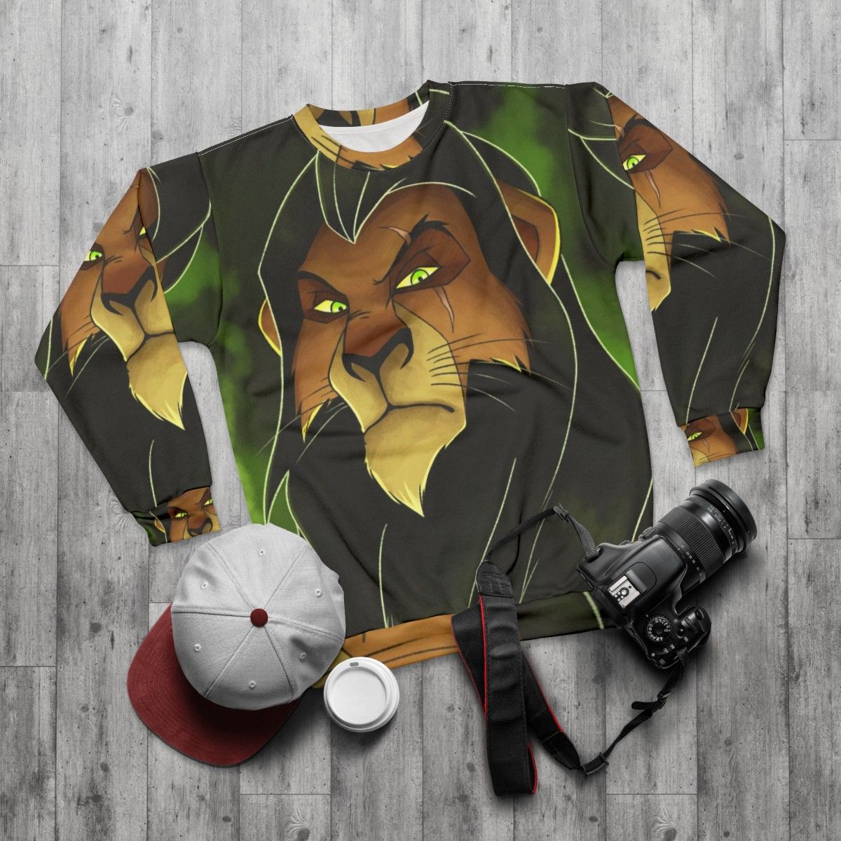 "Be Prepared" Sweatshirt Featuring Scar from The Lion King - flat lay