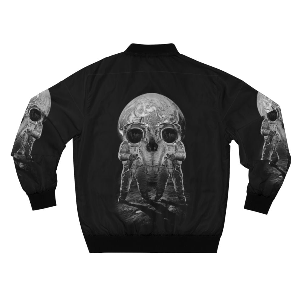 Skull Astronaut Bomber Jacket with Galaxy Print and Spooky Design - Back