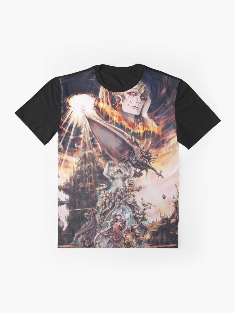 Final Fantasy RPG Graphic T-Shirt featuring characters from the iconic Final Fantasy video game series - Flat lay