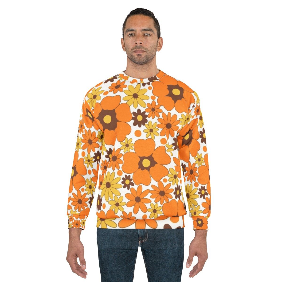 Retro 70s floral pattern sweatshirt - men