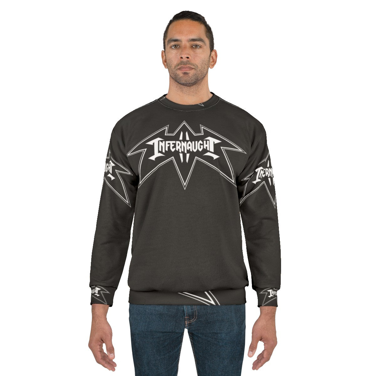 Stylized white logo thrash metal sweatshirt - men