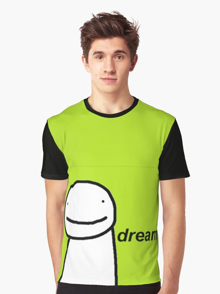 A green and black graphic t-shirt with the word "Dream" and Minecraft elements. - Men