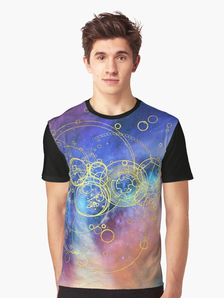 Time Lord graphic t-shirt with vortex hues and Gallifreyan design - Men