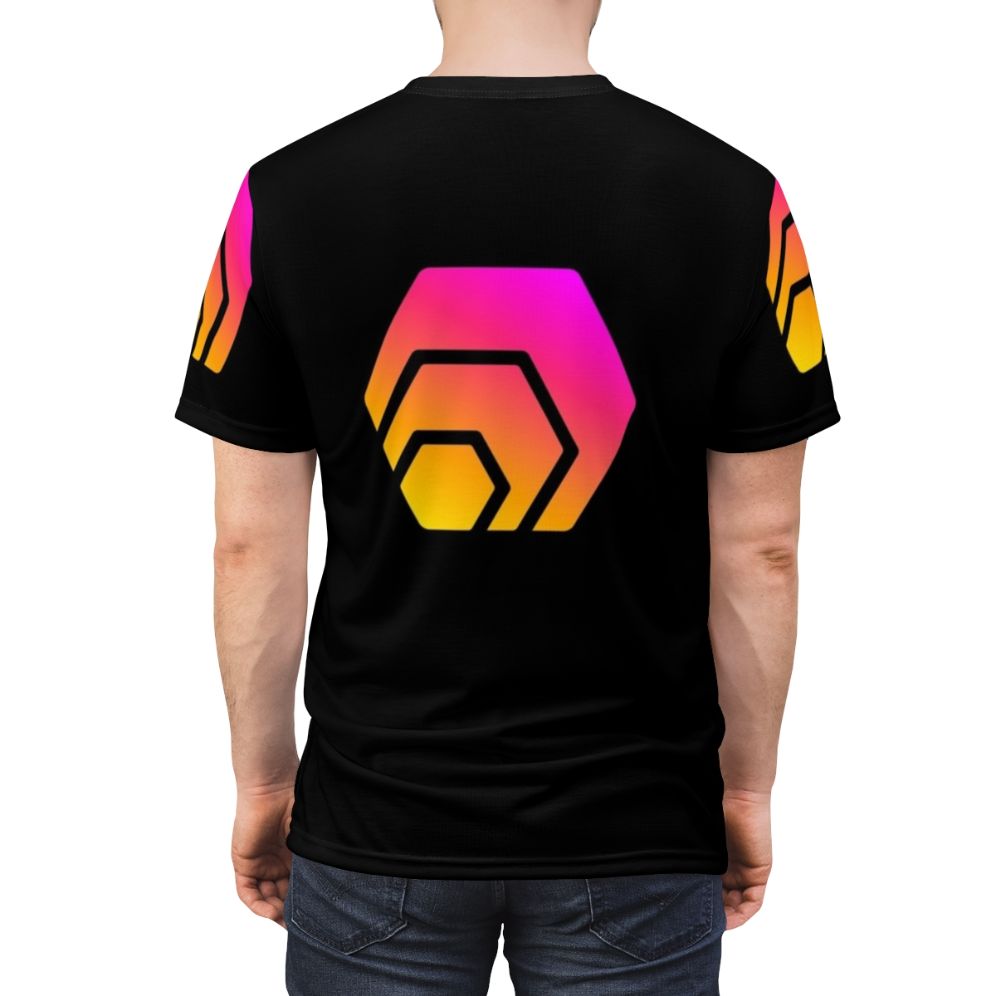 Hexagon Crypto Logo T-Shirt featuring a design inspired by the Hex cryptocurrency and blockchain - men back