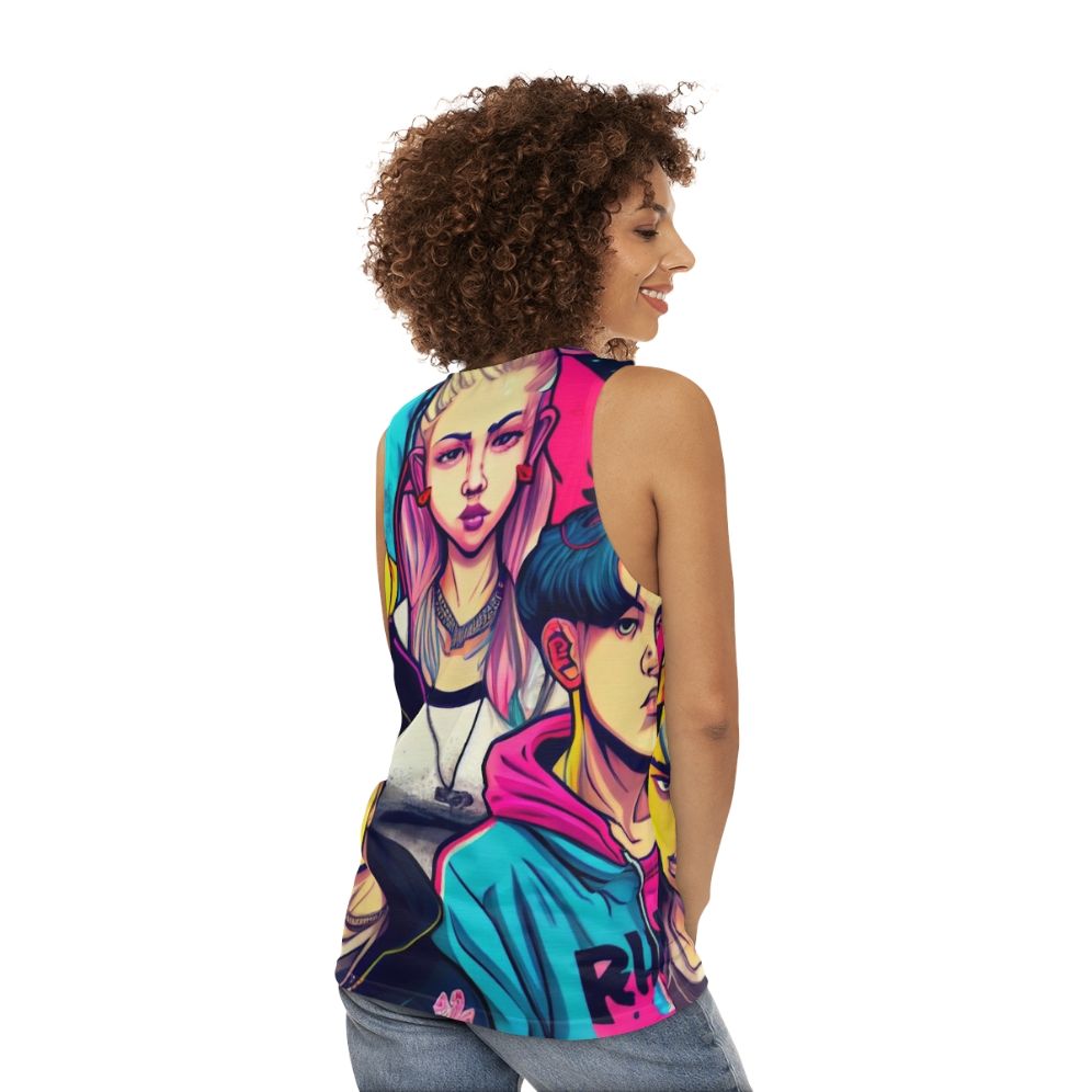 Young Royals Cyberpunk Manga Style Unisex Tank Top - women back