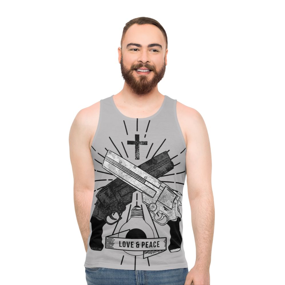 Trigun "Love and Peace" Anime Unisex Tank Top - men