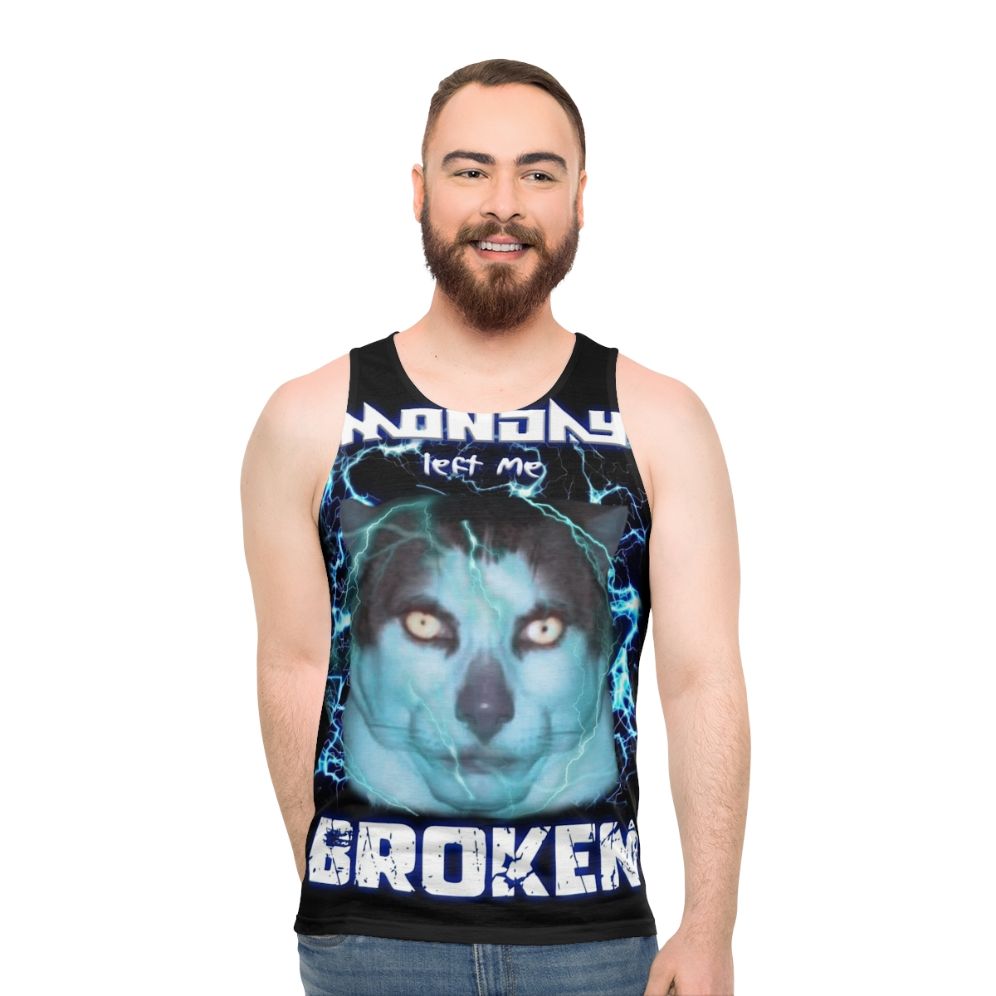 Unisex "Monday Left Me Broken" Cat Tank Top - men