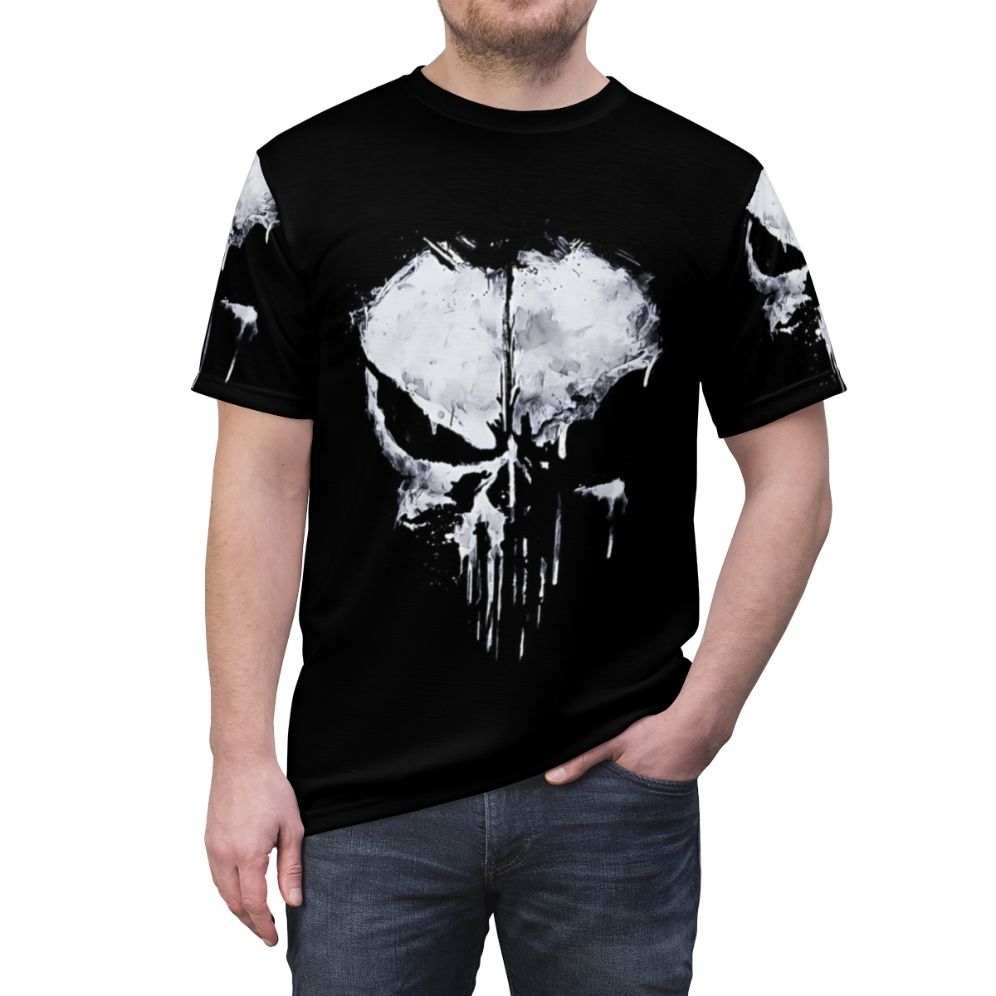 Striking skull design printed on a high-quality t-shirt - men front