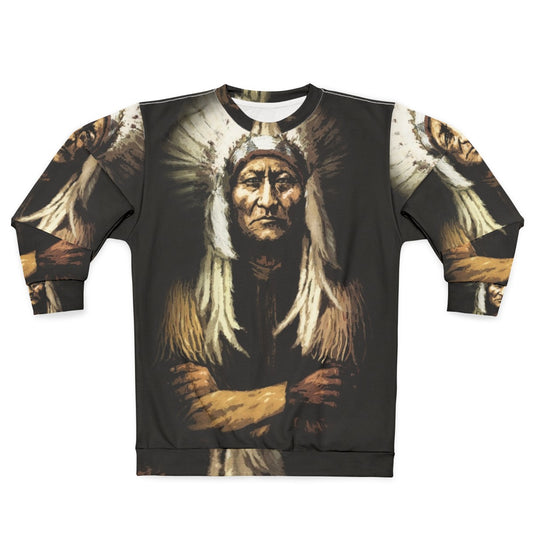 Sitting Bull Native American Tribal Design Sweatshirt