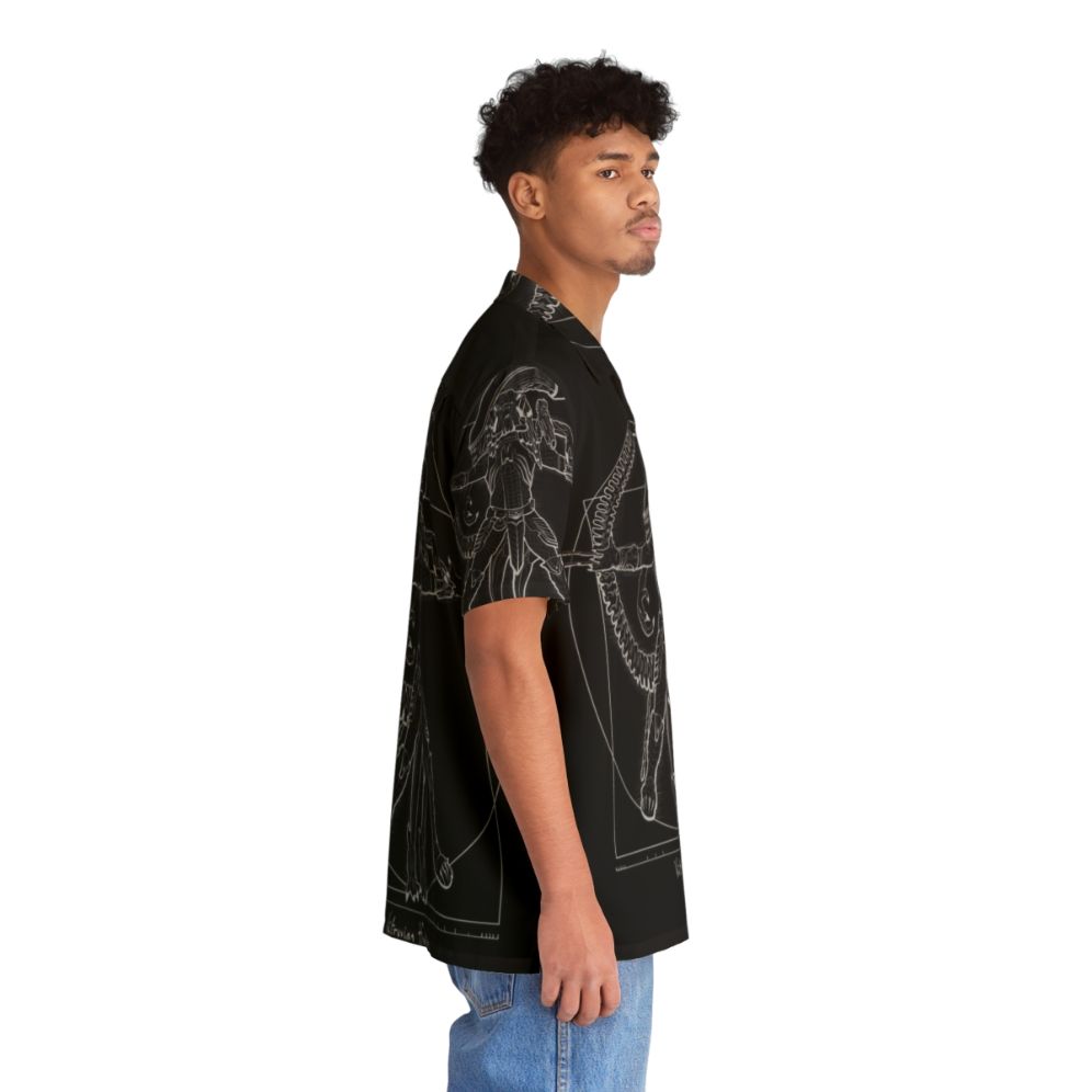 Vitruvian Hunters Negative Hawaiian Shirt featuring sci-fi and horror elements - People Pight