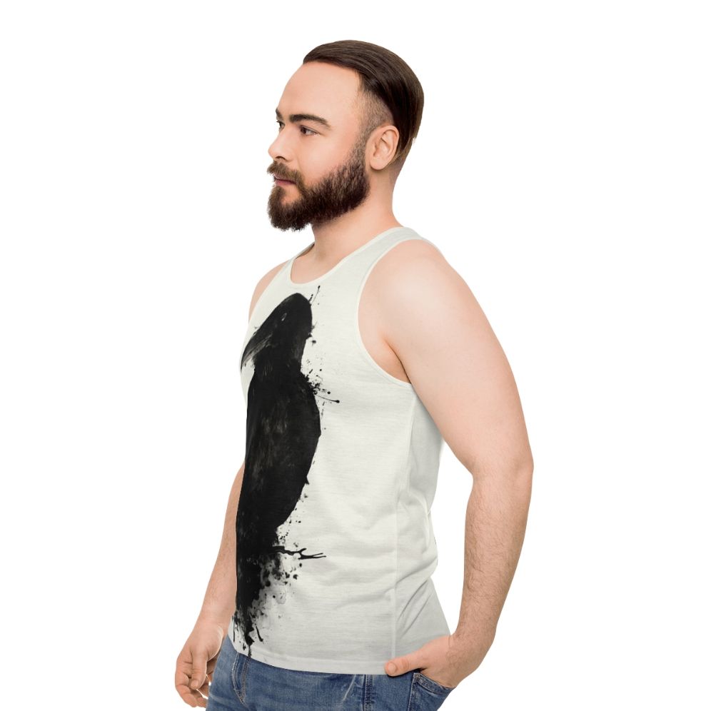 Raven unisex tank top with nature and mythology inspired design - men side