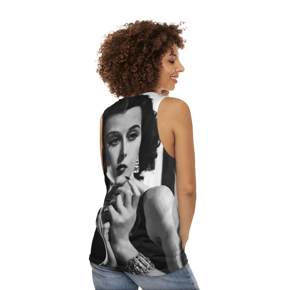 Vintage Hedy Lamarr Portrait Unisex Tank Top - women back