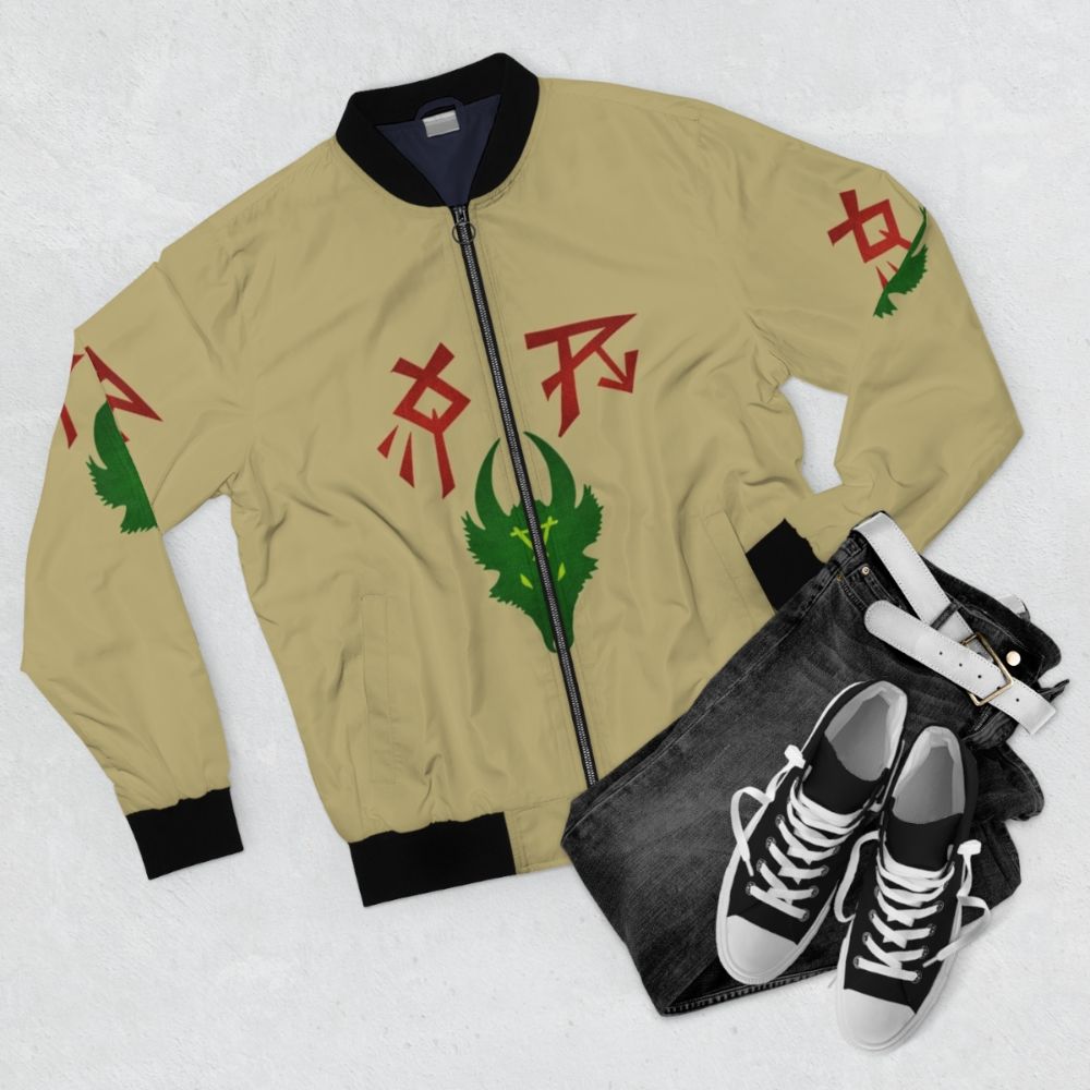 Skaven Clan Skryre Ikit Claw bomber jacket with faction symbol - Flat lay