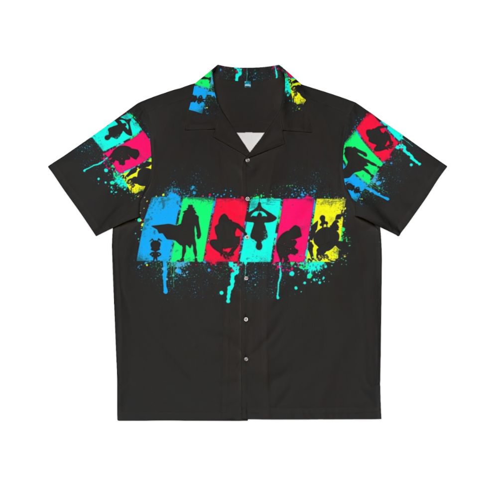 Neon Spider Souls Hawaiian Shirt with Spiderverse Inspired Silhouette Design