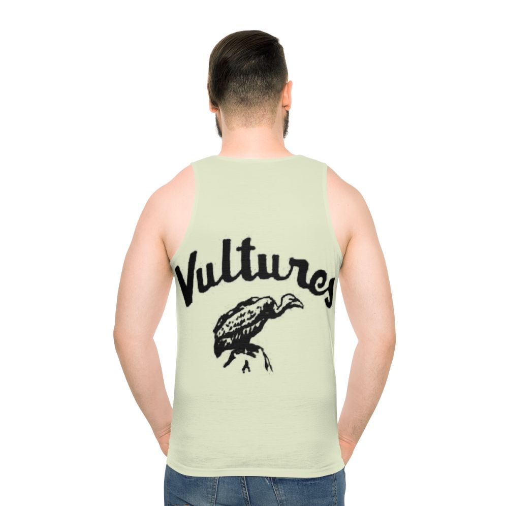 Unisex vultures tank top with graphic animal print design - men back