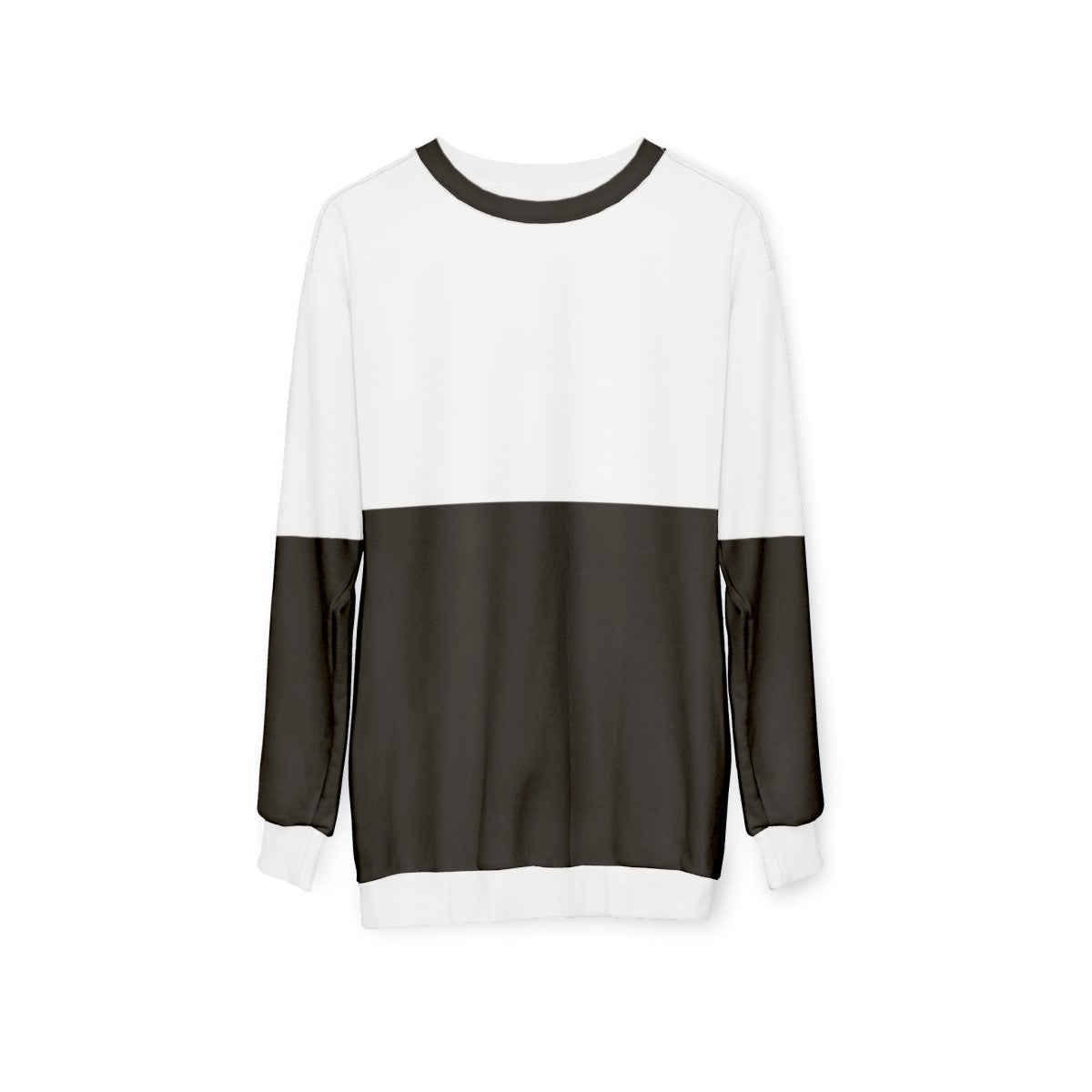 Modern minimalist half white half black sweatshirt - hanging