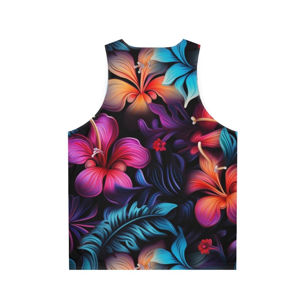 Dark Hawaiian pattern unisex tank top - Back