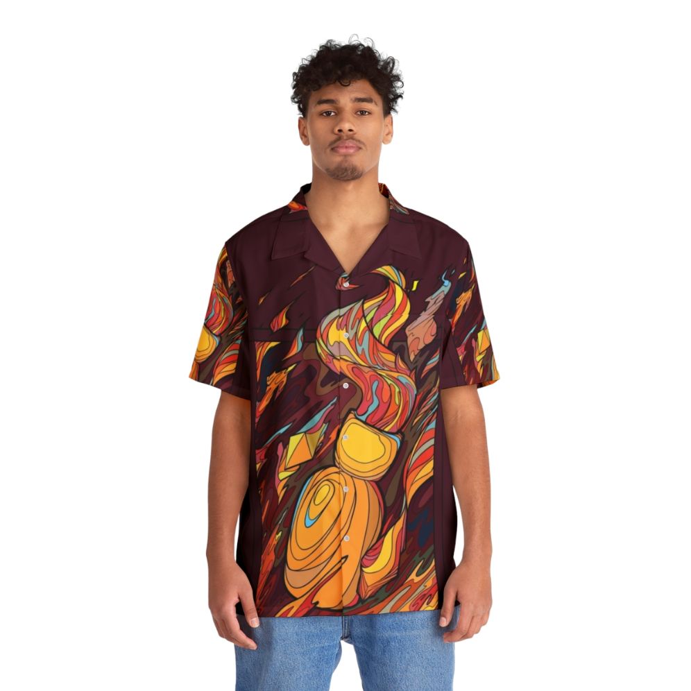 Dark Souls inspired stained glass ember Hawaiian shirt - People Front