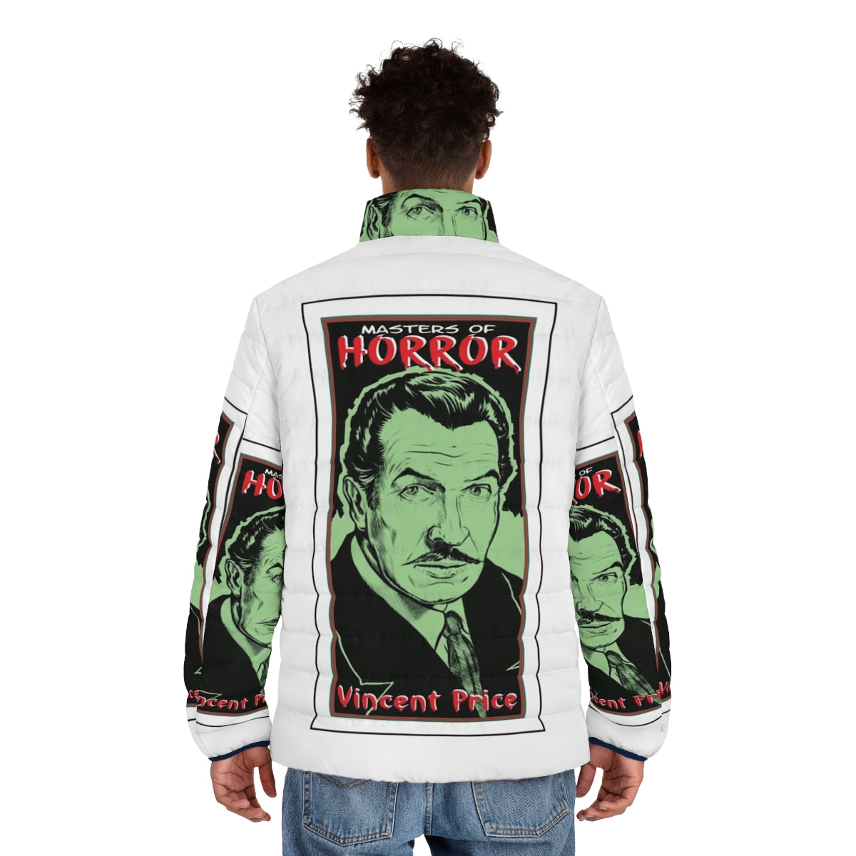 Vincent Price Master of Horror Puffer Jacket with horror movie icons - men back