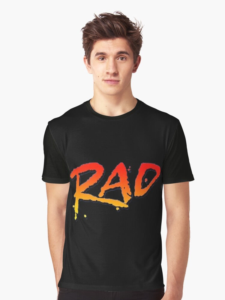 Retro graphic t-shirt design featuring "RAD BMX Movies of the 80s" - Men