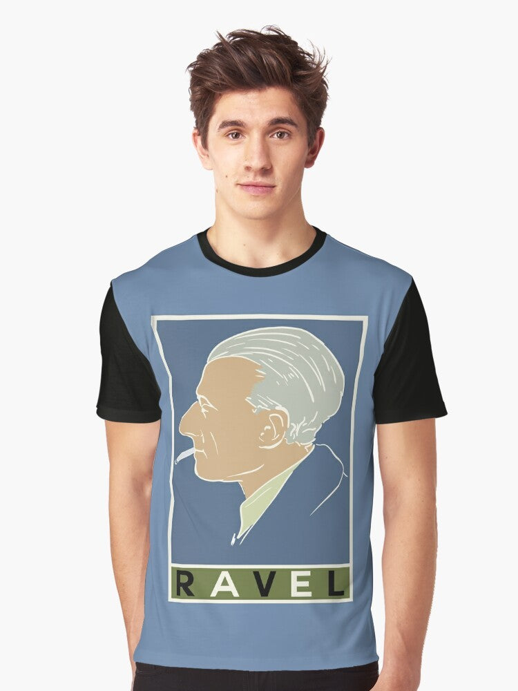 Vintage Maurice Ravel graphic t-shirt with classical music and composer design - Men