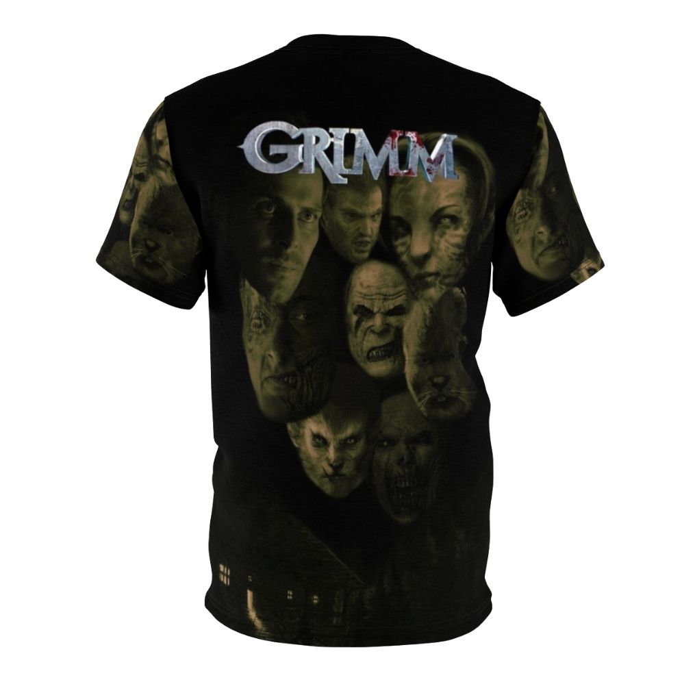 Grimm AOP T-shirt featuring characters and imagery from the popular TV show - Back