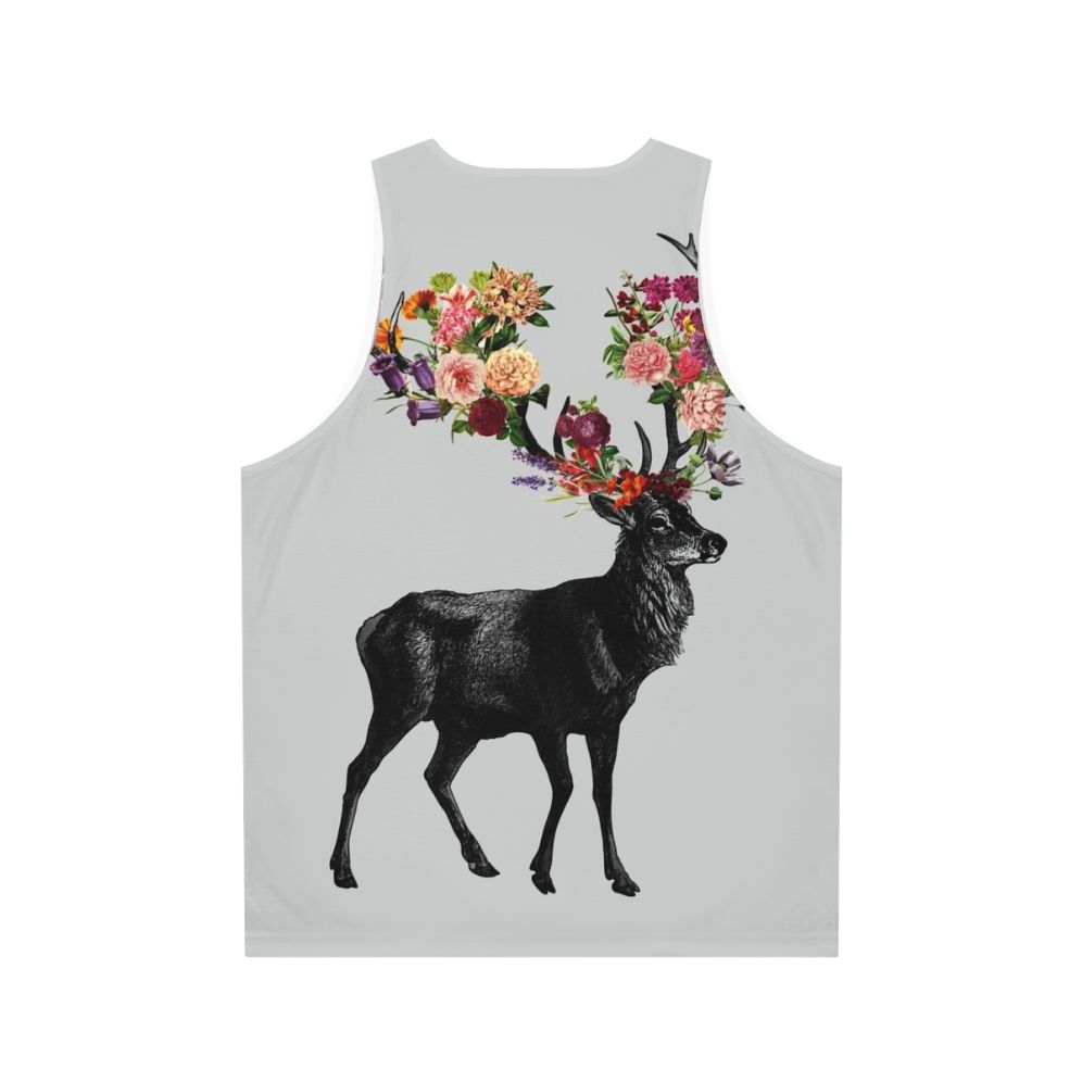 Floral spring deer design unisex tank top - Back