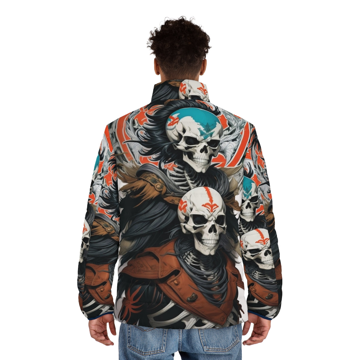 Skeleton Warrior Fantasy Puffer Jacket - men back