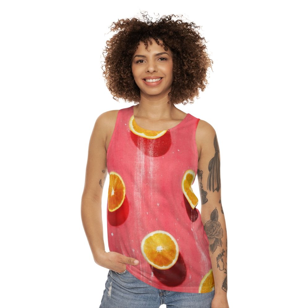 Unisex tank top with colorful fruit graphic design - women