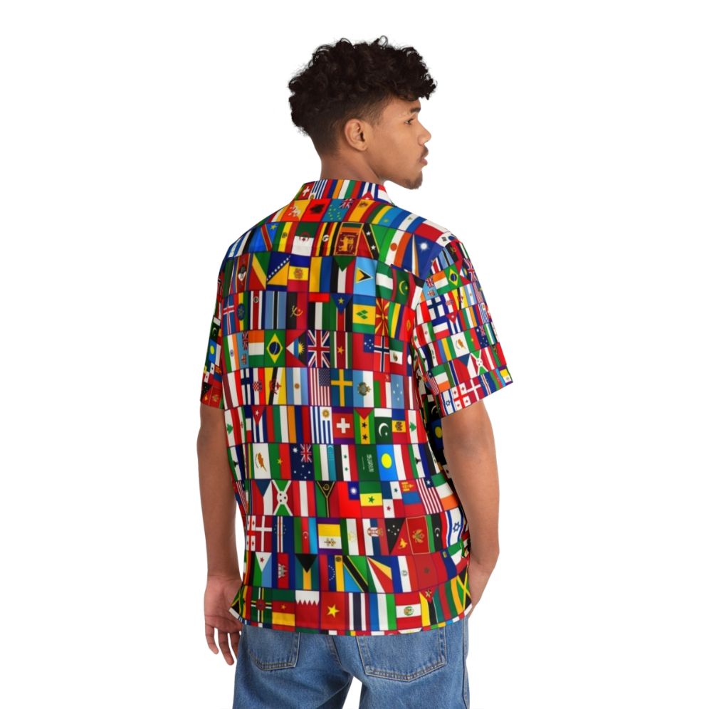 Hawaiian shirt with vibrant world flags design - People Back