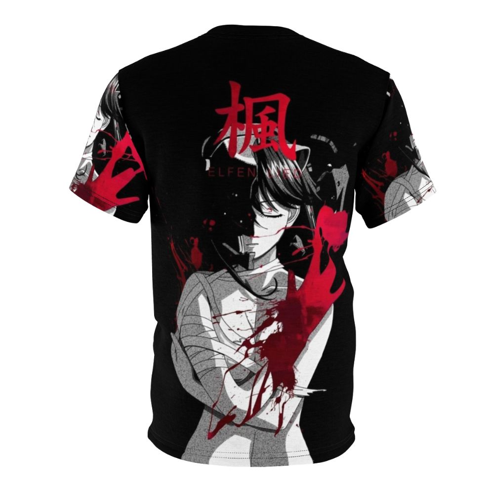 Dark fantasy-inspired graphic t-shirt with diclonius, anime, and Elfen Lied references - Back