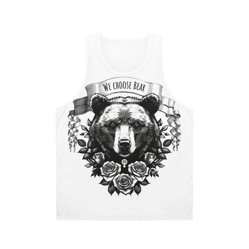 Unisex bear themed tank top for feminists