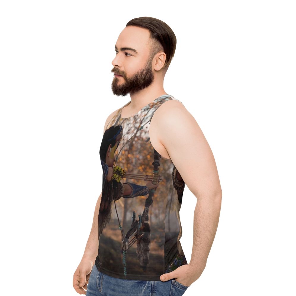 Horizon Zero Dawn Aloy Bow and Arrow Unisex Tank Top - men side