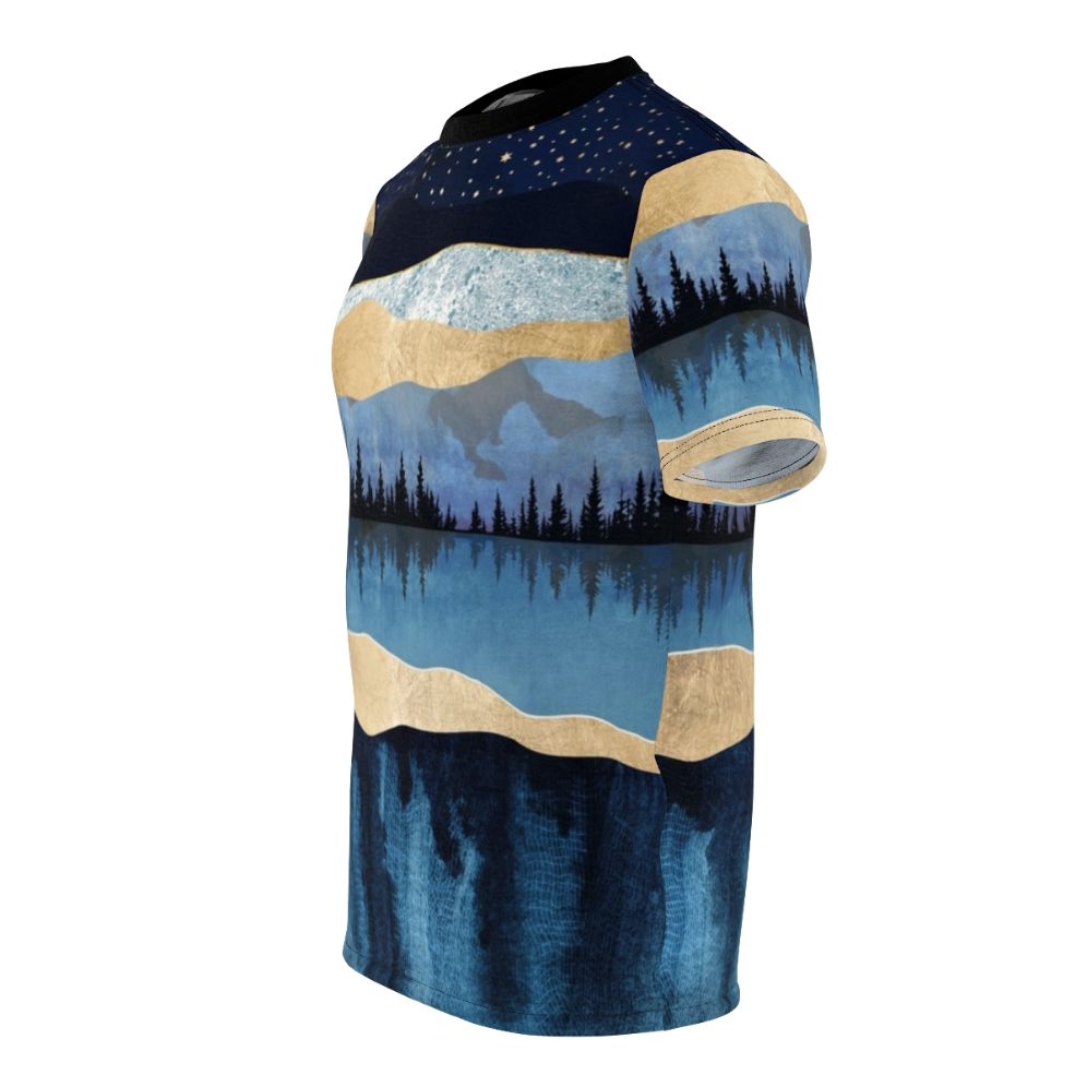 Midnight Lake Landscape Abstract Art T-shirt - men left