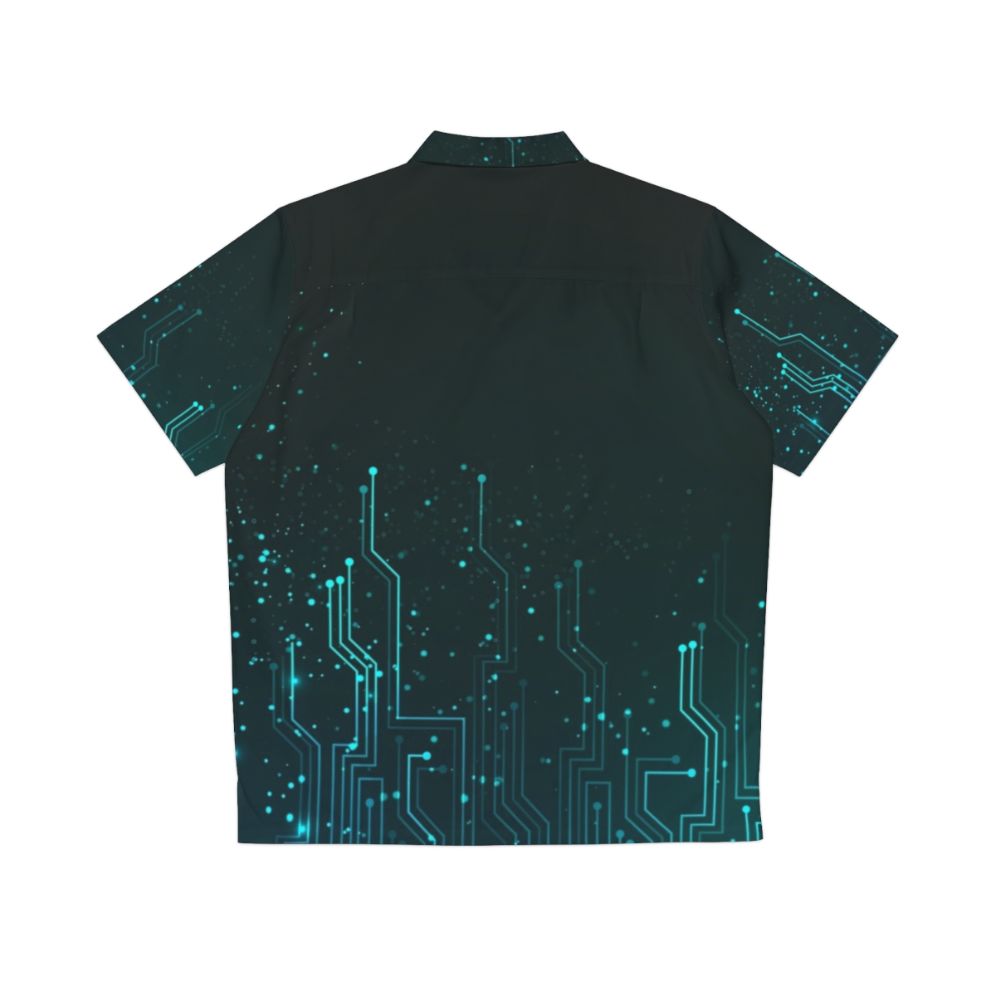 Colorful circuit board pattern hawaiian shirt - Back