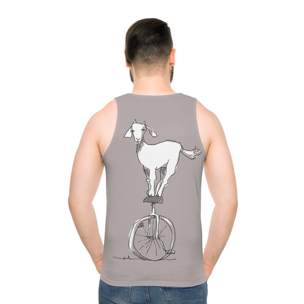 Goat on a unicycle graphic - men back