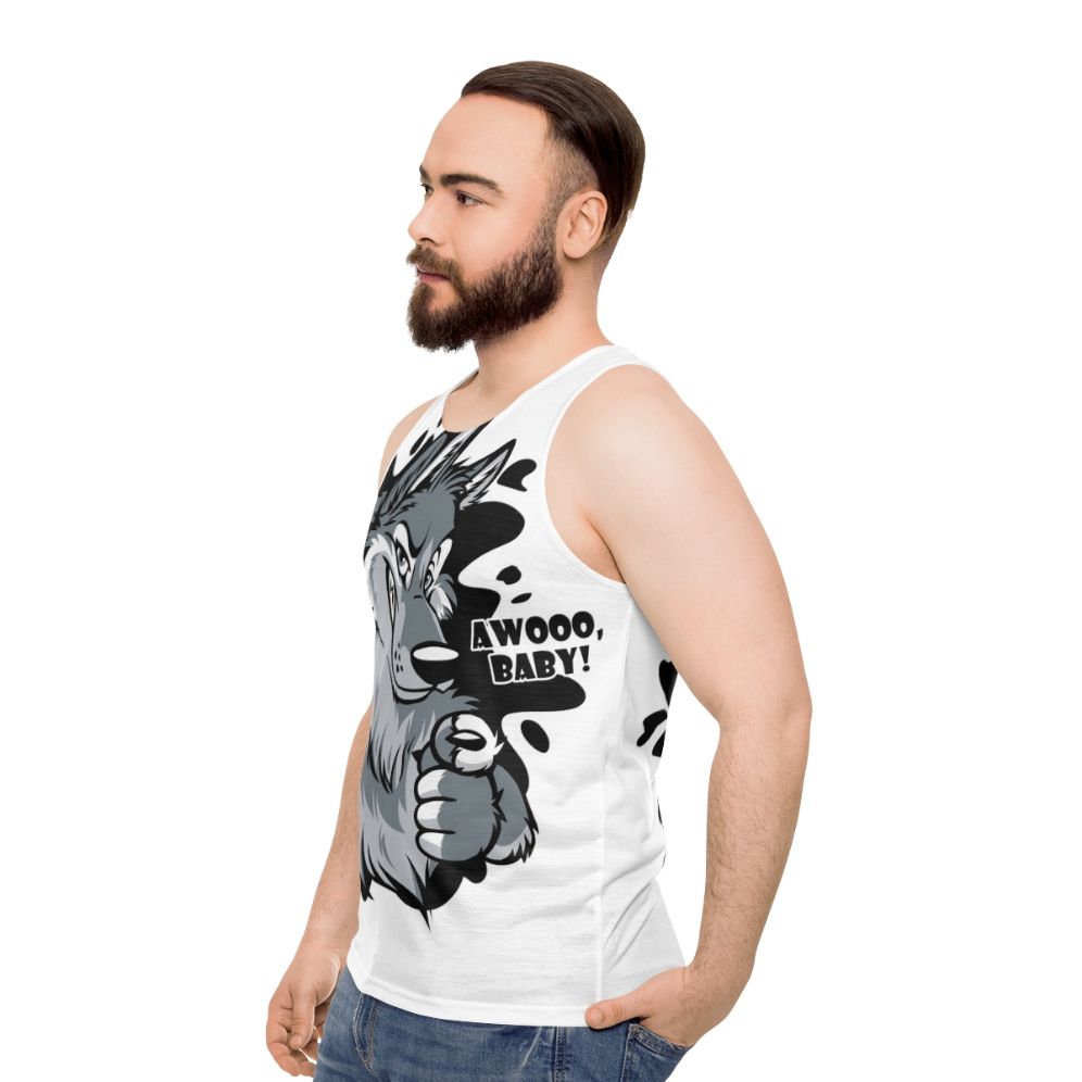 Cute wolf howling baby unisex tank top - men side