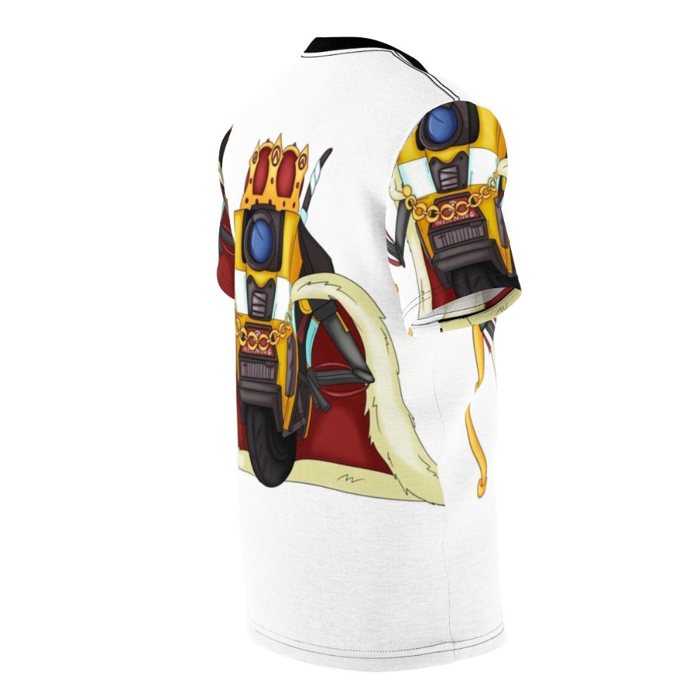 Borderlands-inspired t-shirt featuring the iconic Claptrap robot character - men right