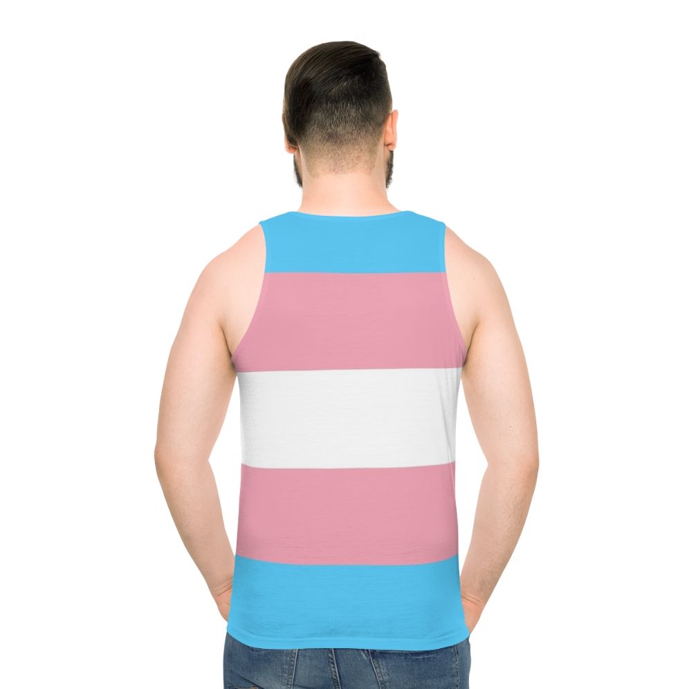 Transgender pride flag unisex tank top - men back