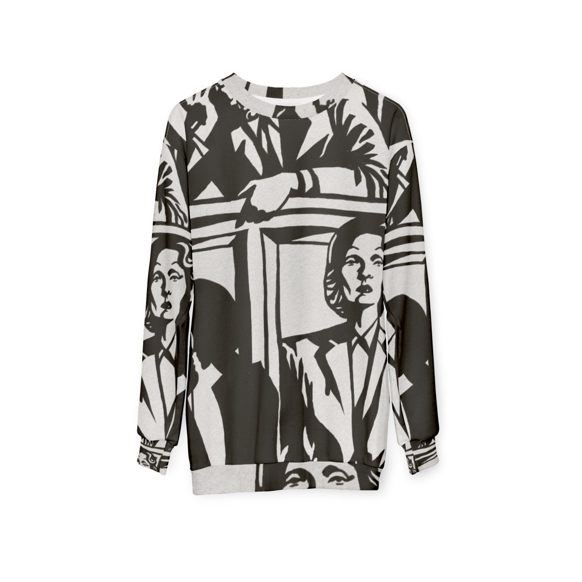 Witness For The Prosecution Sweatshirt featuring Alejandro Mogollo's Expressionist Black and White Art - hanging