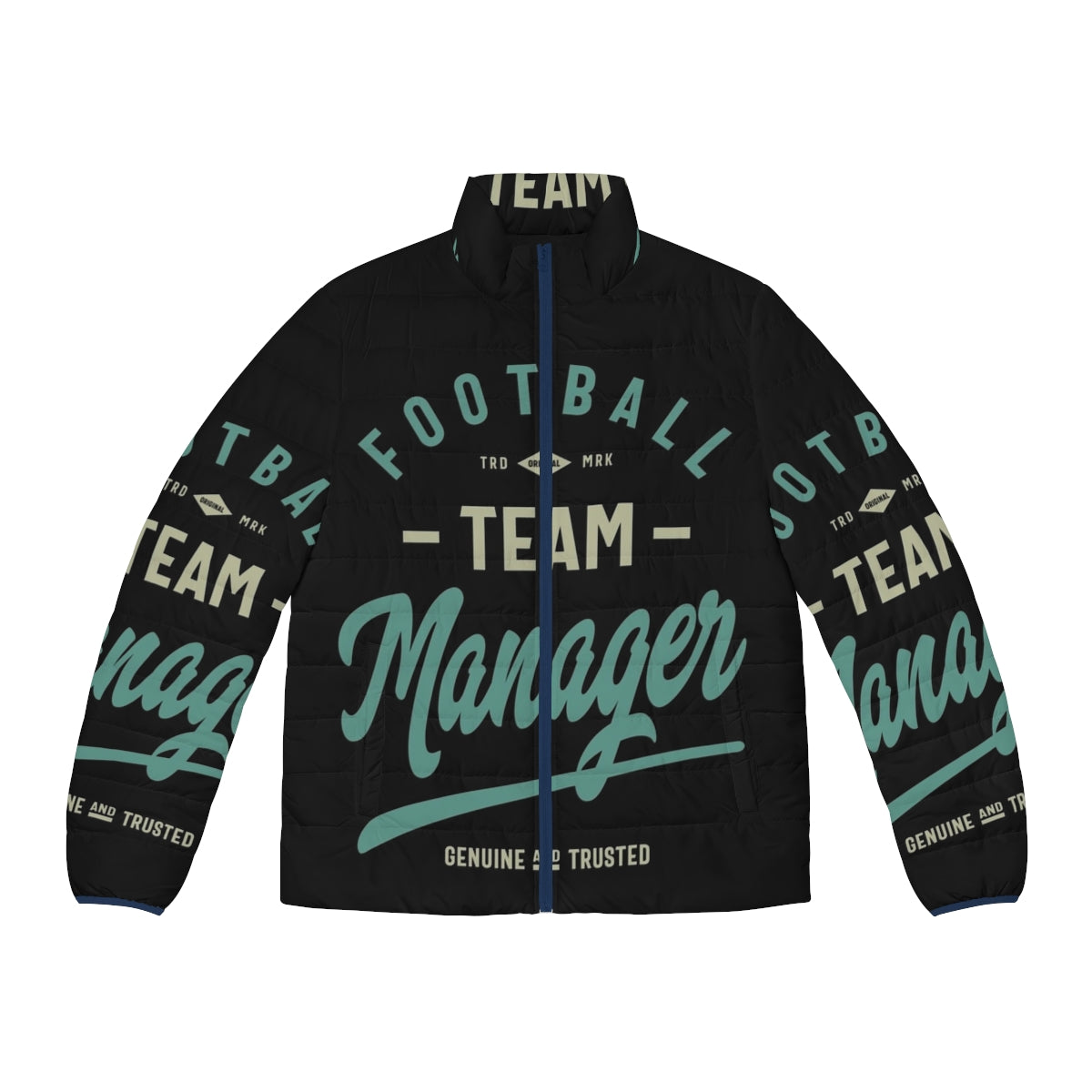 Football puffer jacket for all genders and identities