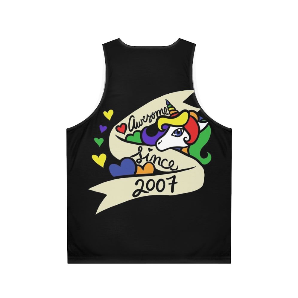 Awesome Since 2007 Unisex Unicorn Tank Top - Back