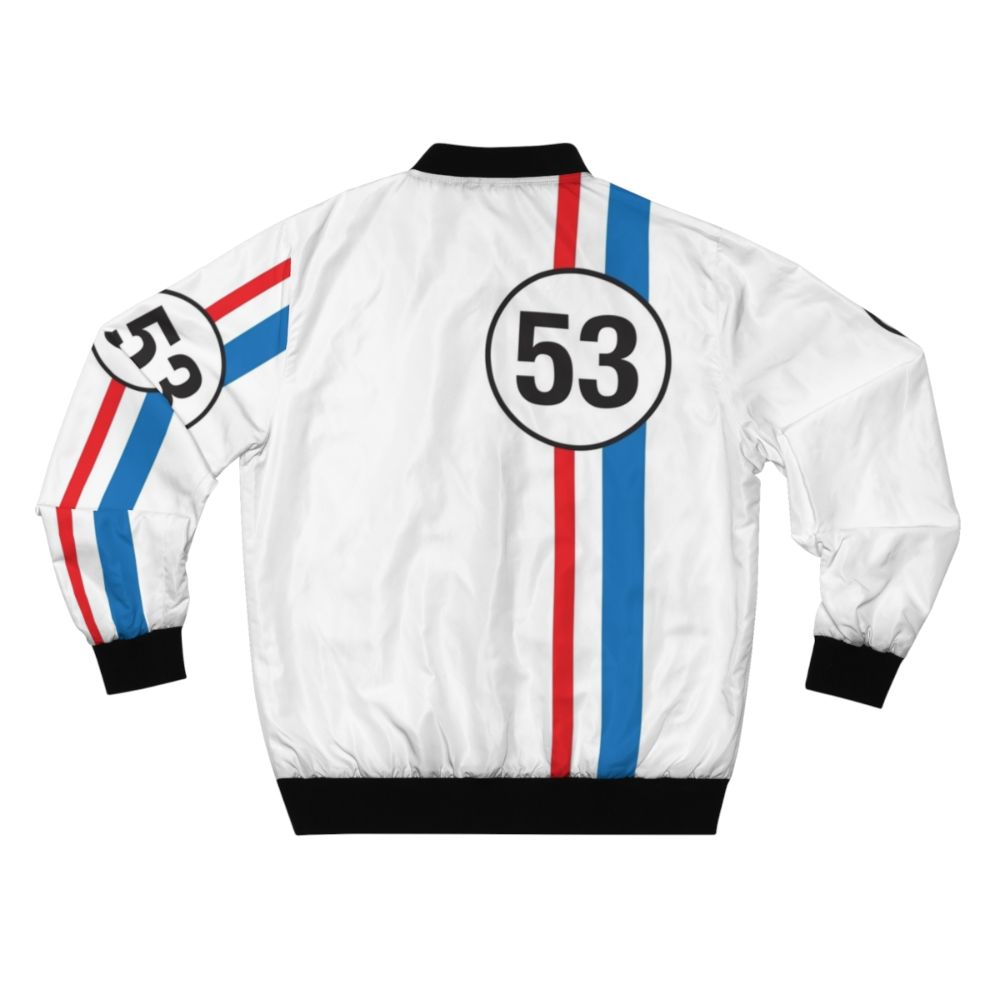 Herbie the Love Bug-inspired retro bomber jacket with vintage beetle design - Back