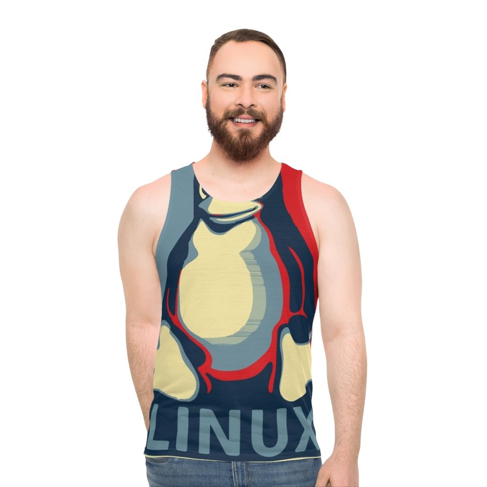 Linux Tux Penguin Obama Unisex Tank Top - men