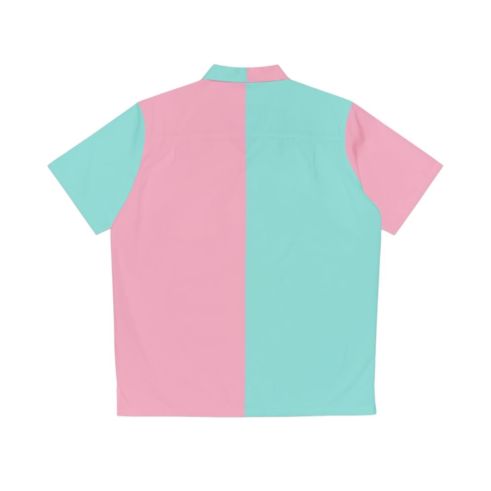 Pastel Geometric Half Pink and Blue Hawaiian Shirt - Back