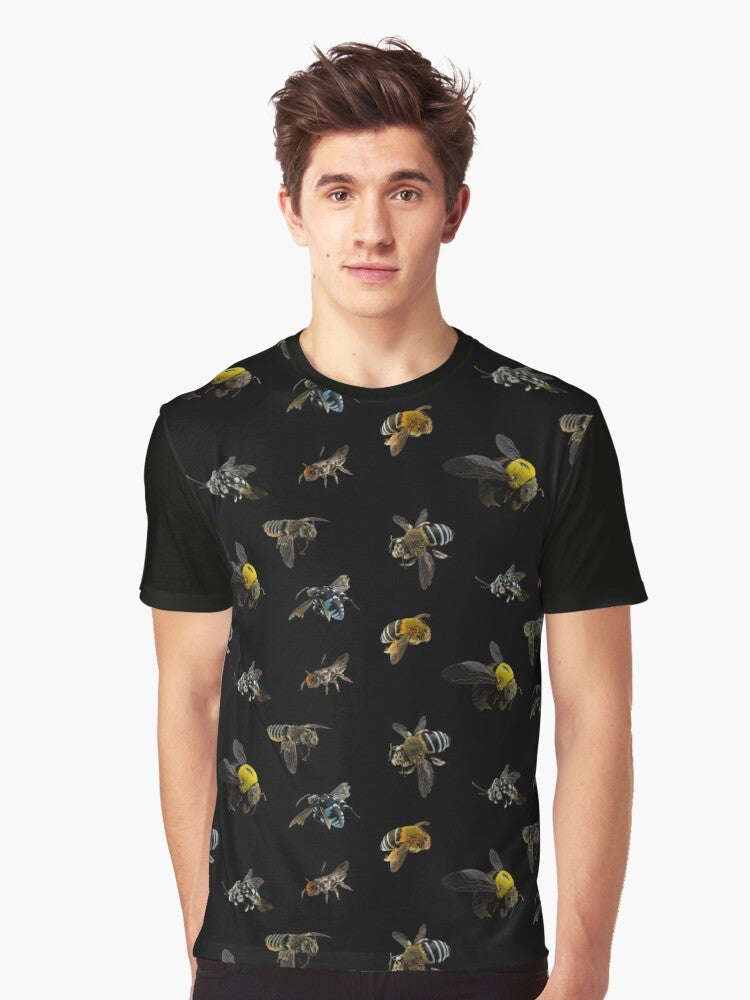 Native Australian Bees Botanical Illustration Graphic T-Shirt - Men