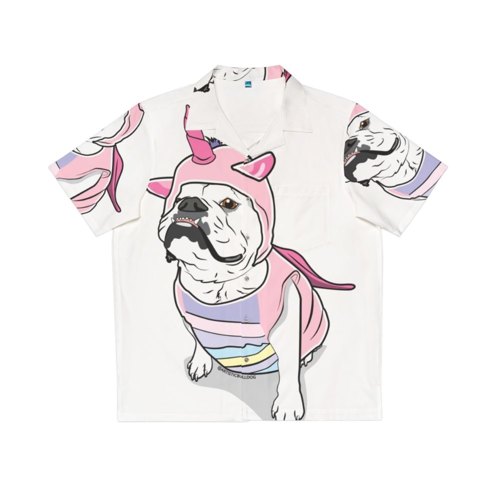 Tropical Bulldog Hawaiian Shirt featuring a cute unicorn design