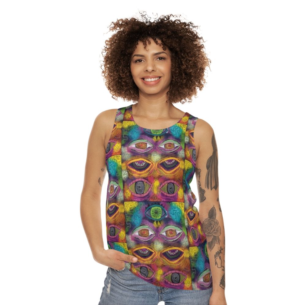 Trippy psychedelic unisex tank top - women